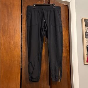 Women's Black Joggers with Gold Accents
